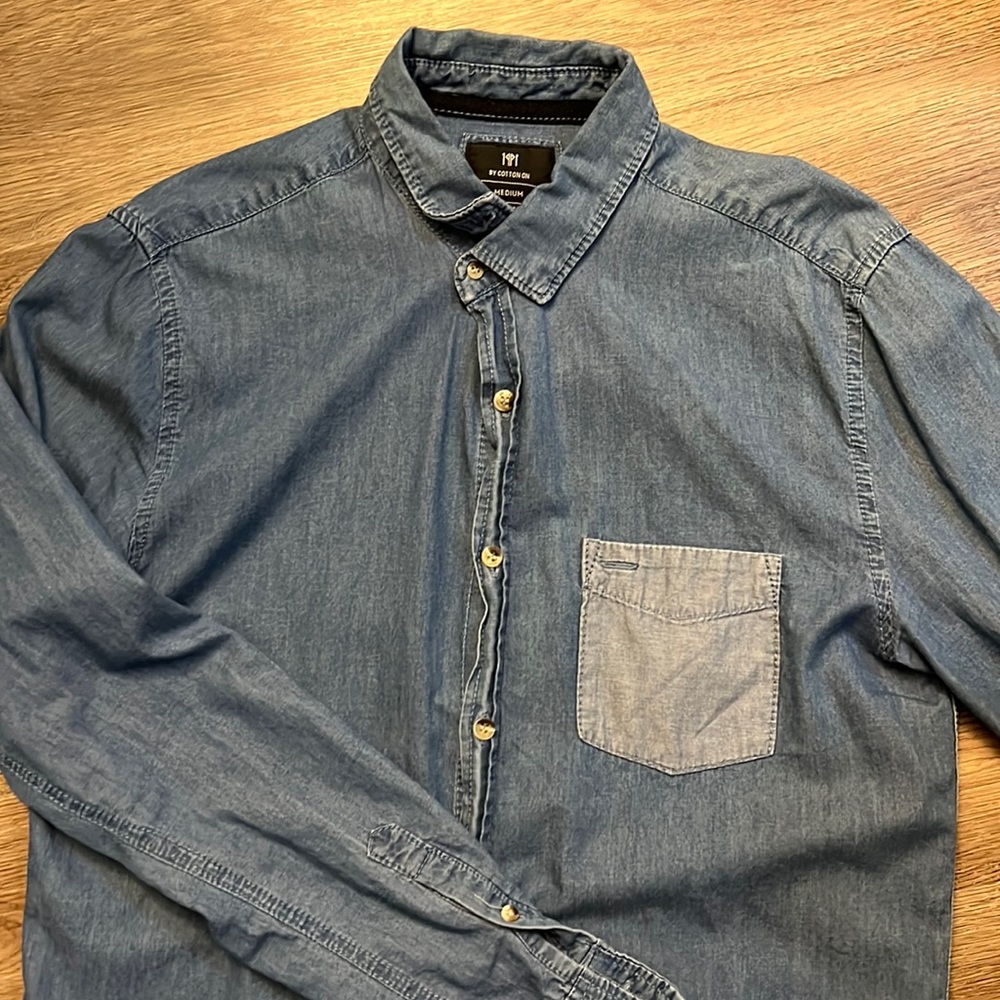 Men’s Blue Casual Long Sleeve Button Down